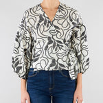 Blusa Bianco-Nero in mussola ricamata PBPGIUSTO 1 PENNY BLACK 