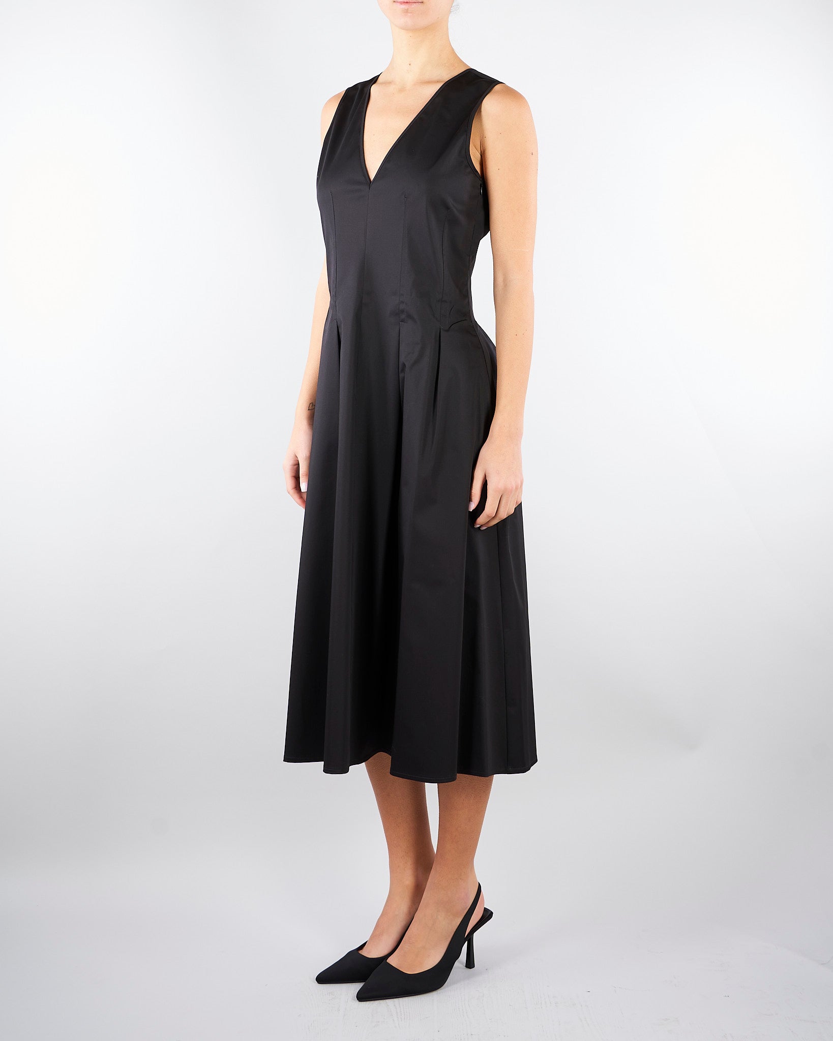 Abito Nero fit & flare in raso opaco PBPMARANTA 5 PENNY BLACK 