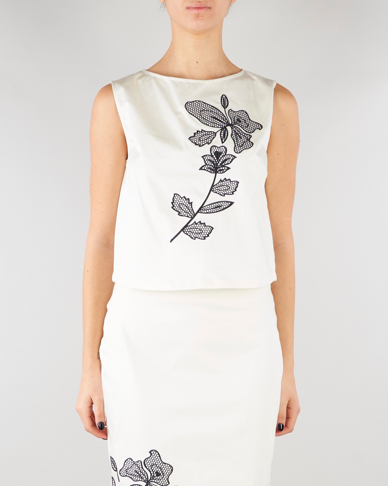 Top Bianco in cotone con ricamo PBPPATTO 1 PENNY BLACK 