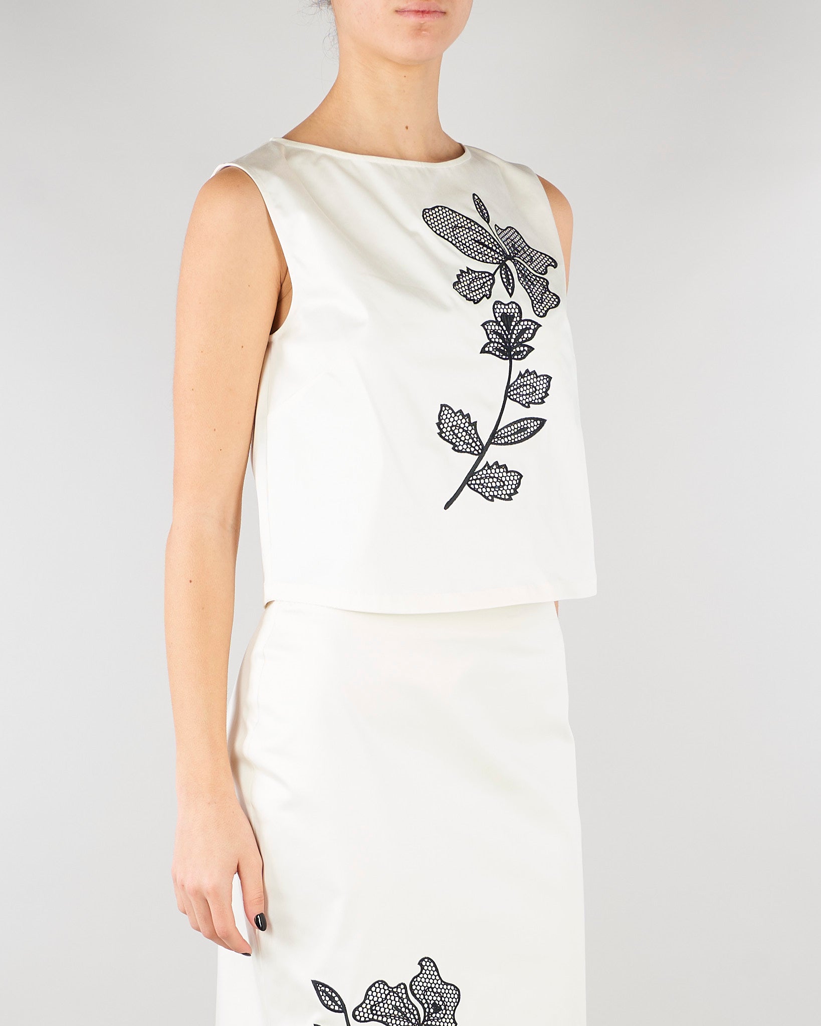 Top Bianco in cotone con ricamo PBPPATTO 1 PENNY BLACK 