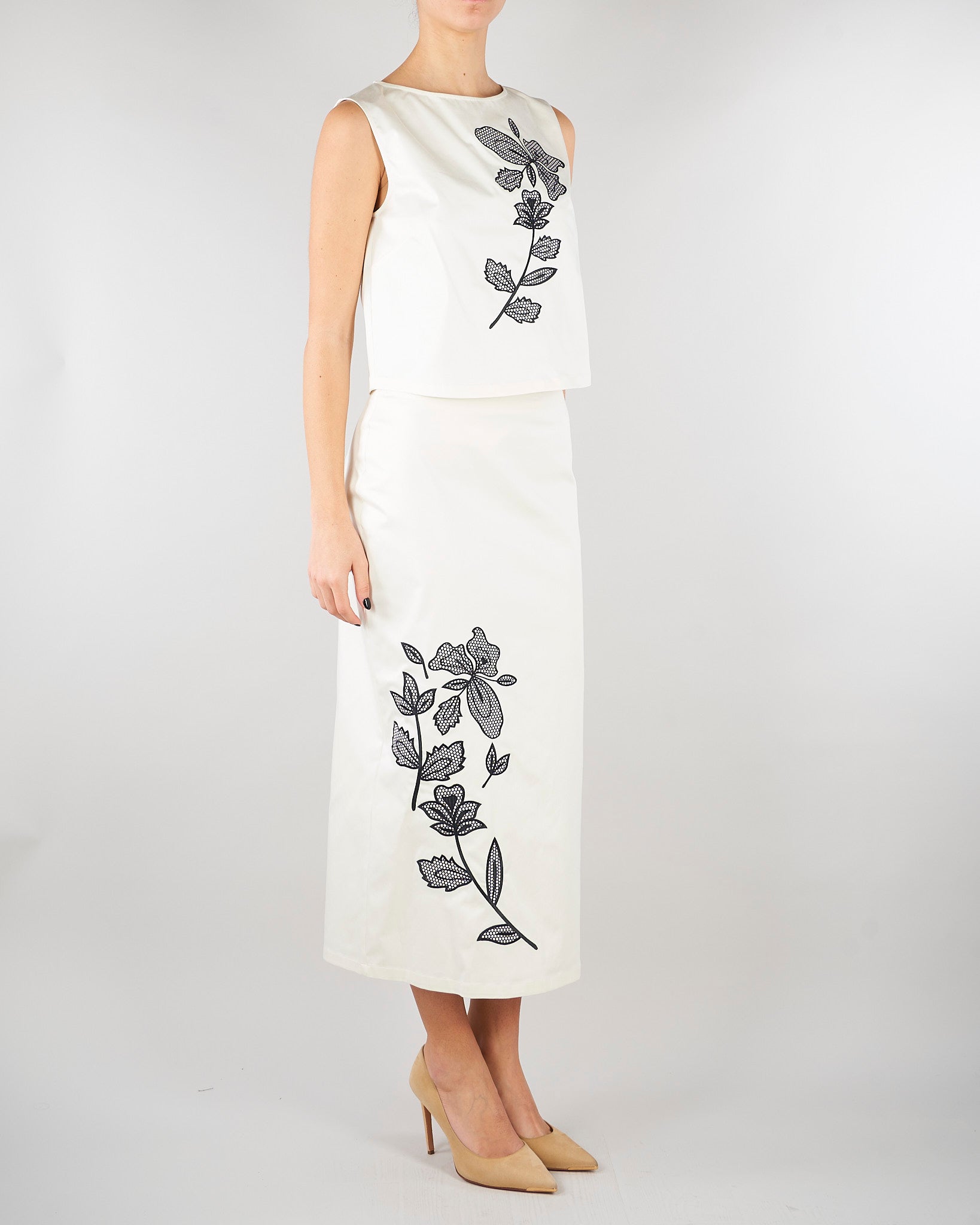 Top Bianco in cotone con ricamo PBPPATTO 1 PENNY BLACK 