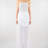 Abito Bianco con ricamo in pietre e paillettes 721516 1 PERLAROSSA 