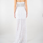 Abito Bianco con ricamo in pietre e paillettes 721516 1 PERLAROSSA 