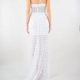 Abito Bianco con ricamo in pietre e paillettes 721516 1 PERLAROSSA 
