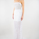 Abito Bianco con ricamo in pietre e paillettes 721516 1 PERLAROSSA 