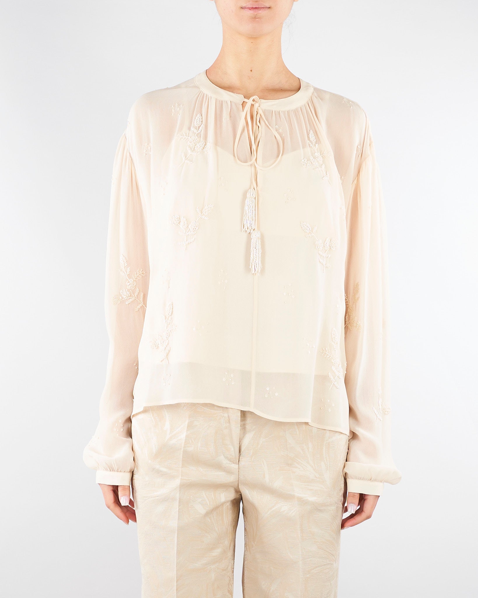 Casacca Crema in georgette ricamata CA151250450268 006 SEVENTY 