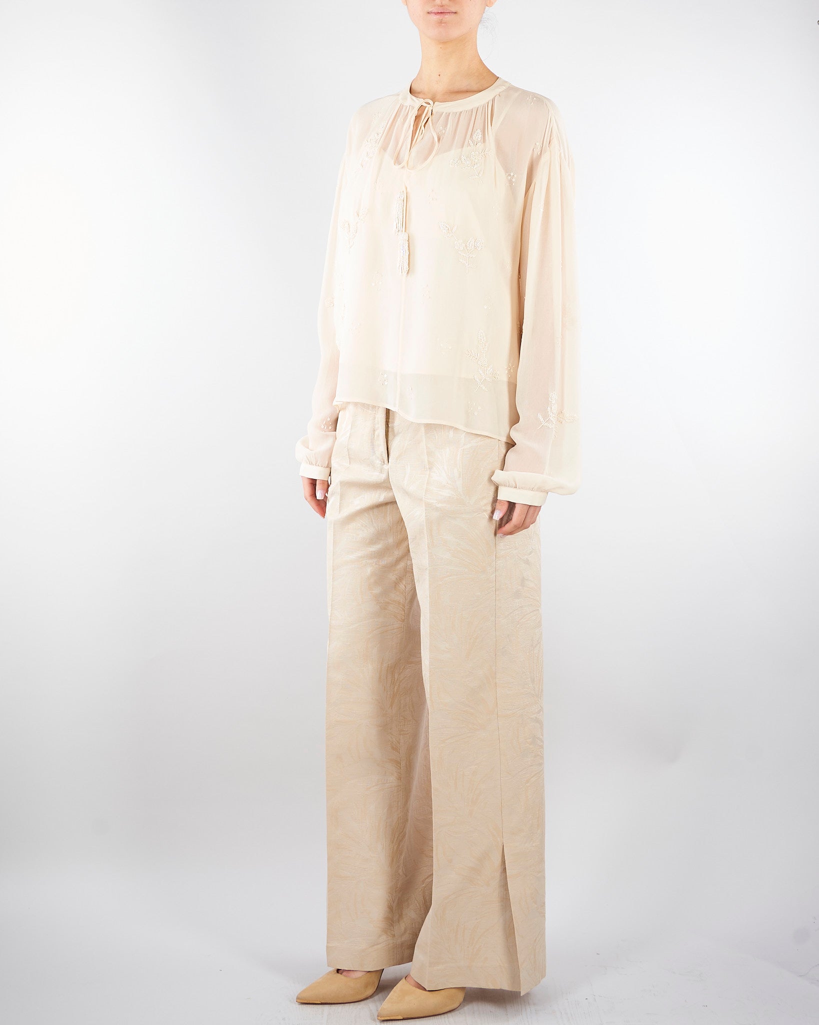 Casacca Crema in georgette ricamata CA151250450268 006 SEVENTY 