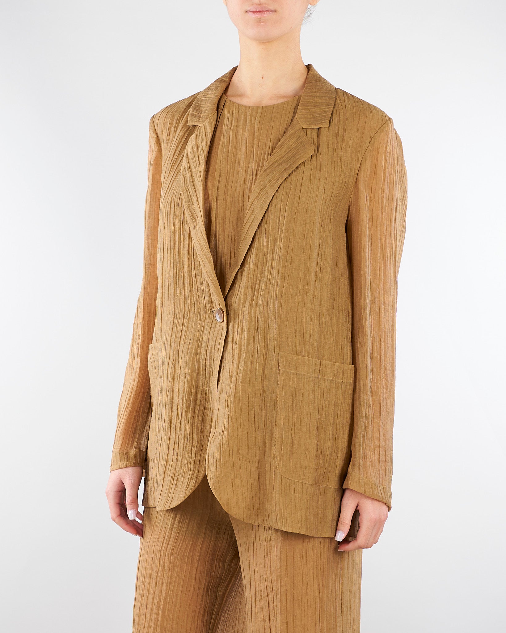 Giacca Tabacco monopetto in voile lyocell GI0962460238 024 SEVENTY 