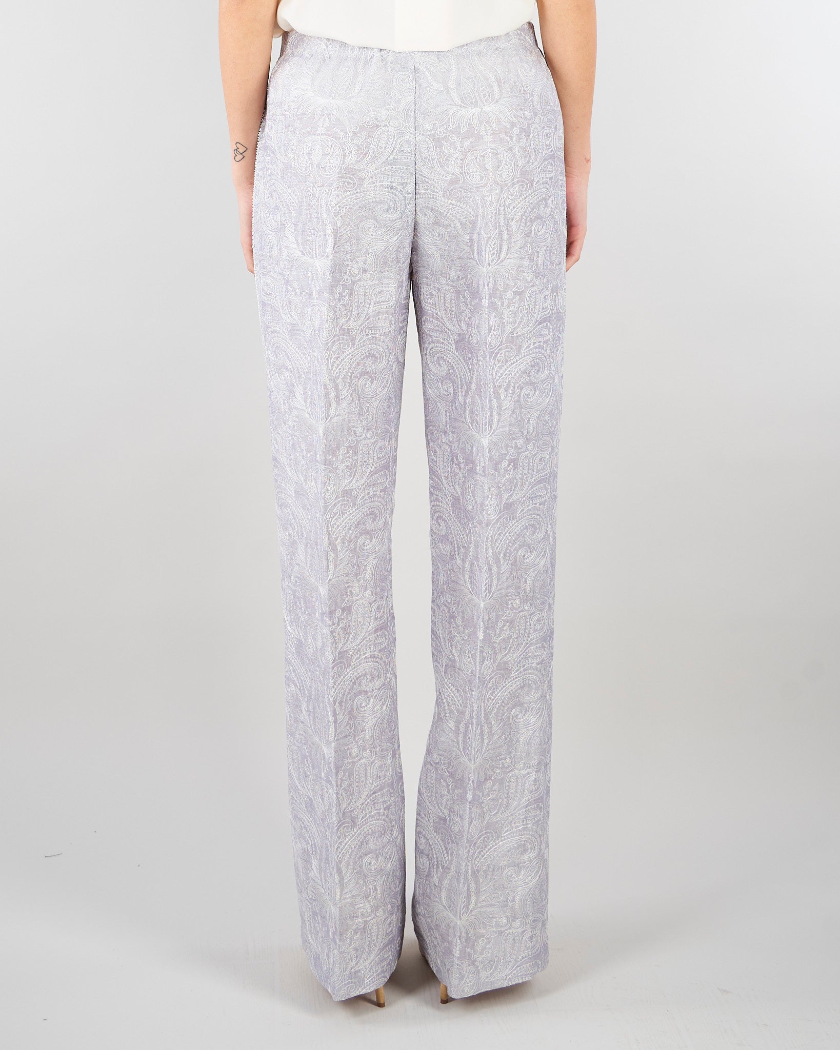 Pantalone jacquard Polvere relax fit elasticato in seta lino ricamato PT117350330051 760 SEVENTY 