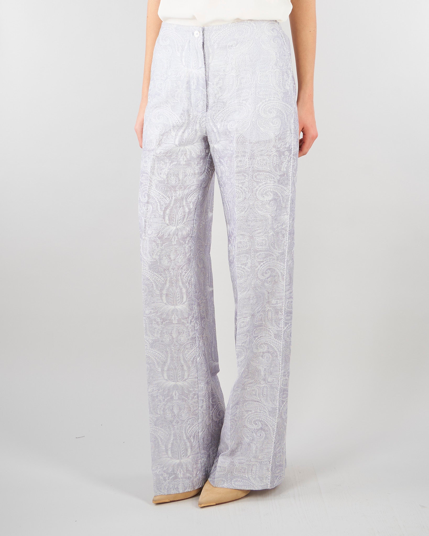 Pantalone jacquard Polvere relax fit elasticato in seta lino ricamato PT117350330051 760 SEVENTY 