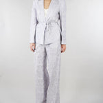Pantalone jacquard Polvere relax fit elasticato in seta lino ricamato PT117350330051 760 SEVENTY 