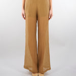 Pantalone Tabacco ampio semielasticato in voile unito PT1423460238 024 SEVENTY 
