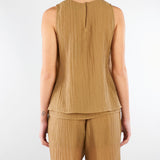 Top Tabacco smanicato in voile unito stropicciato TO0201460238 024 SEVENTY 