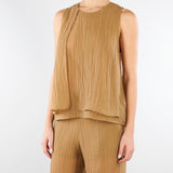 Top Tabacco smanicato in voile unito stropicciato TO0201460238 024 SEVENTY 