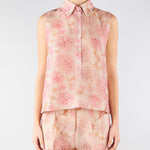 Camicia Rosa smanicata in organza di lino stampata TO0203450272 572 SEVENTY 