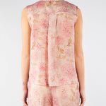 Camicia Rosa smanicata in organza di lino stampata TO0203450272 572 SEVENTY 