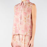 Camicia Rosa smanicata in organza di lino stampata TO0203450272 572 SEVENTY 
