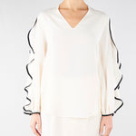 Blusa Burro-Nero con volant BL01001TACE0005 V0359 SIMONA CORSELLINI 