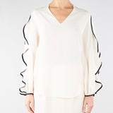 Blusa Burro-Nero con volant BL01001TACE0005 V0359 SIMONA CORSELLINI 