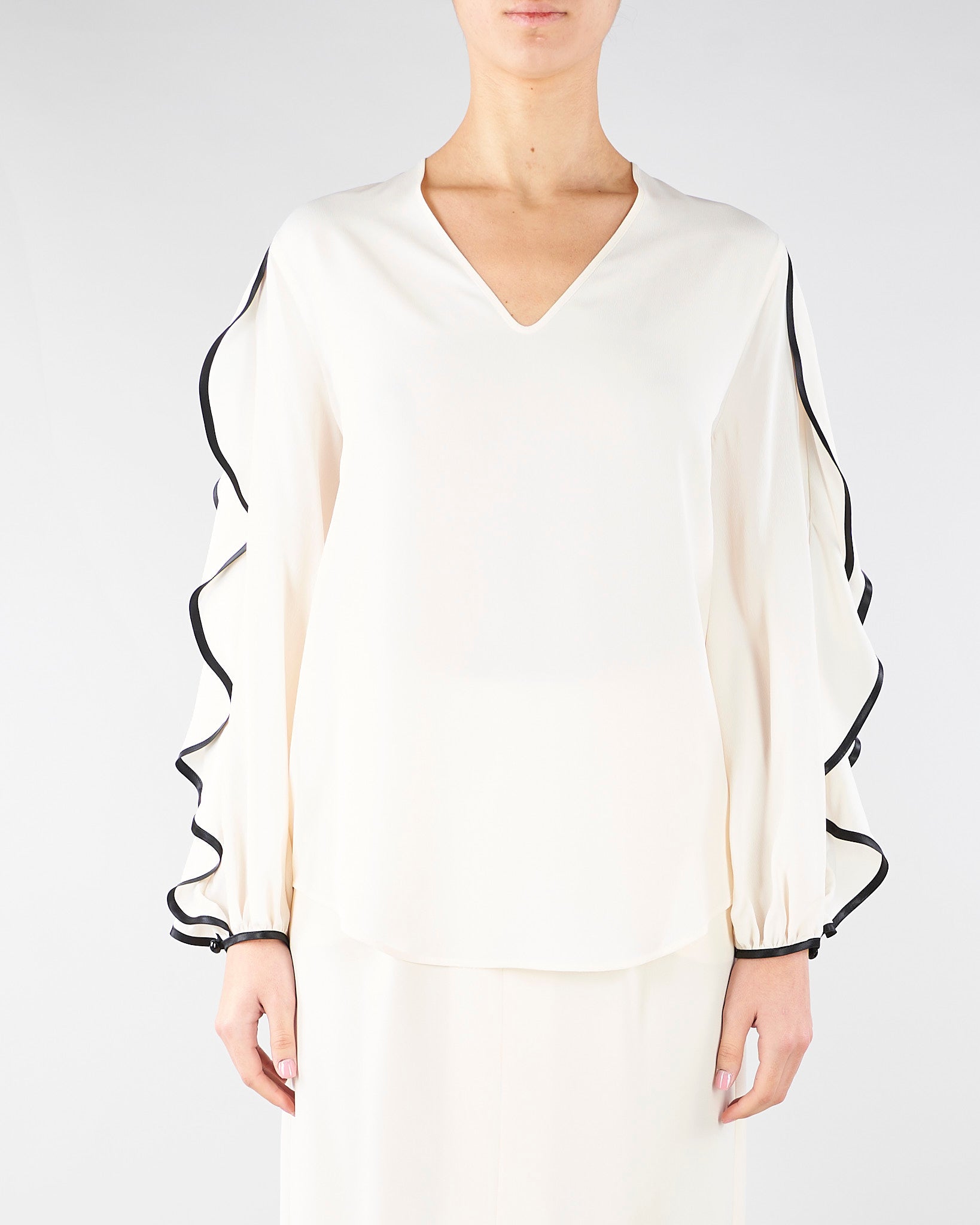 Blusa Burro-Nero con volant BL01001TACE0005 V0359 SIMONA CORSELLINI 