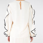 Blusa Burro-Nero con volant BL01001TACE0005 V0359 SIMONA CORSELLINI 