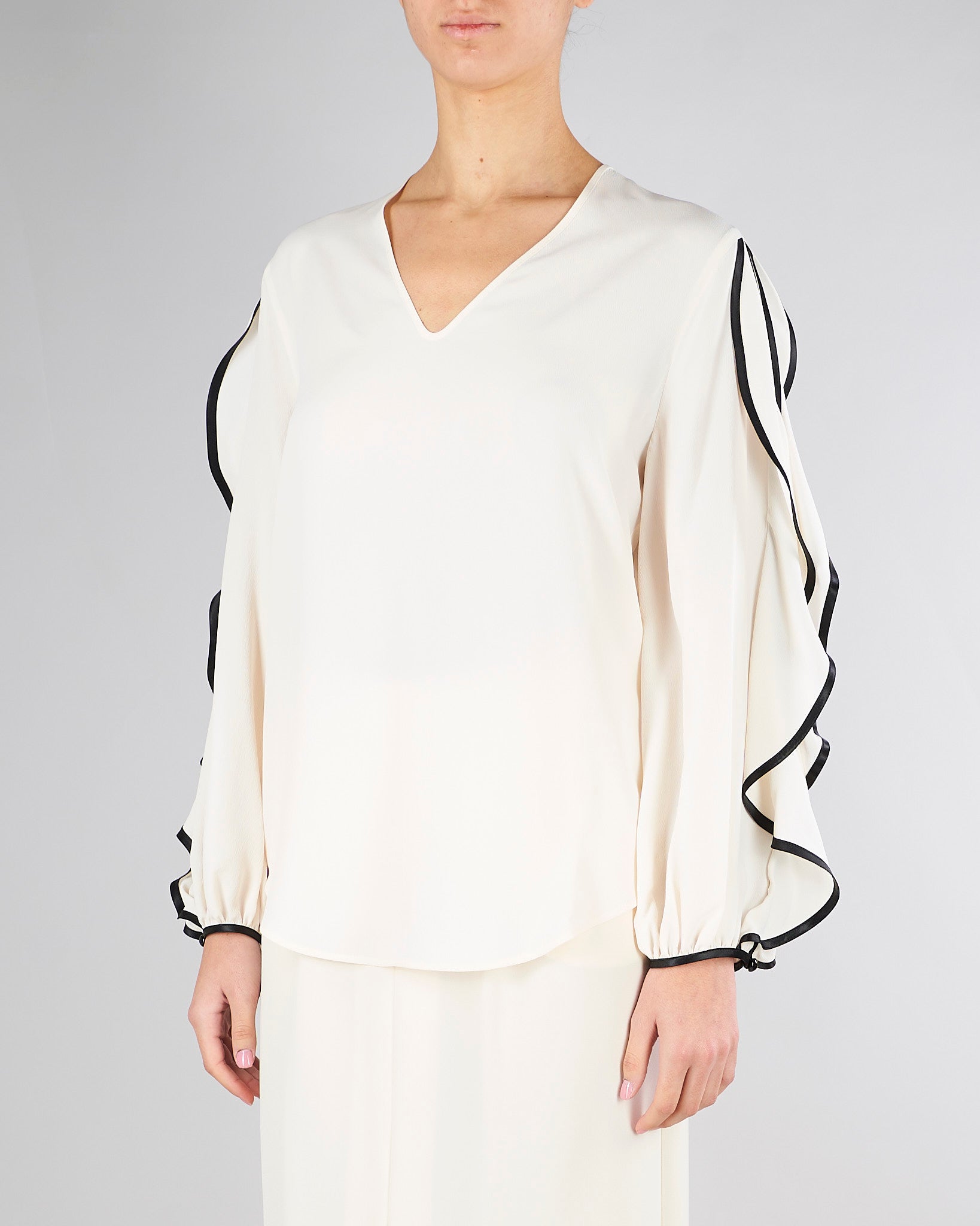 Blusa Burro-Nero con volant BL01001TACE0005 V0359 SIMONA CORSELLINI 