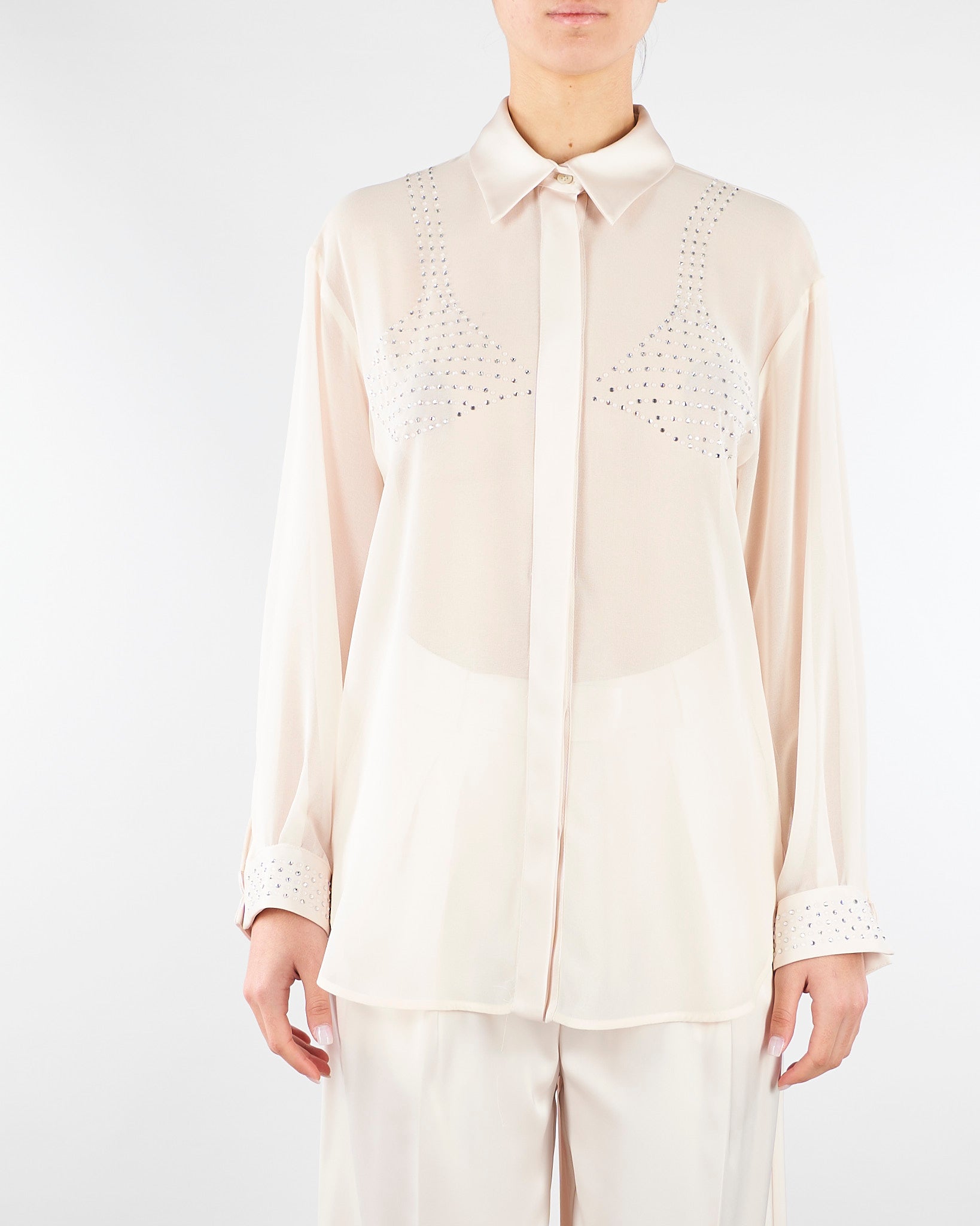 Camicia Burro in georgette con strass CA10201TGEO0001 V0359 SIMONA CORSELLINI 