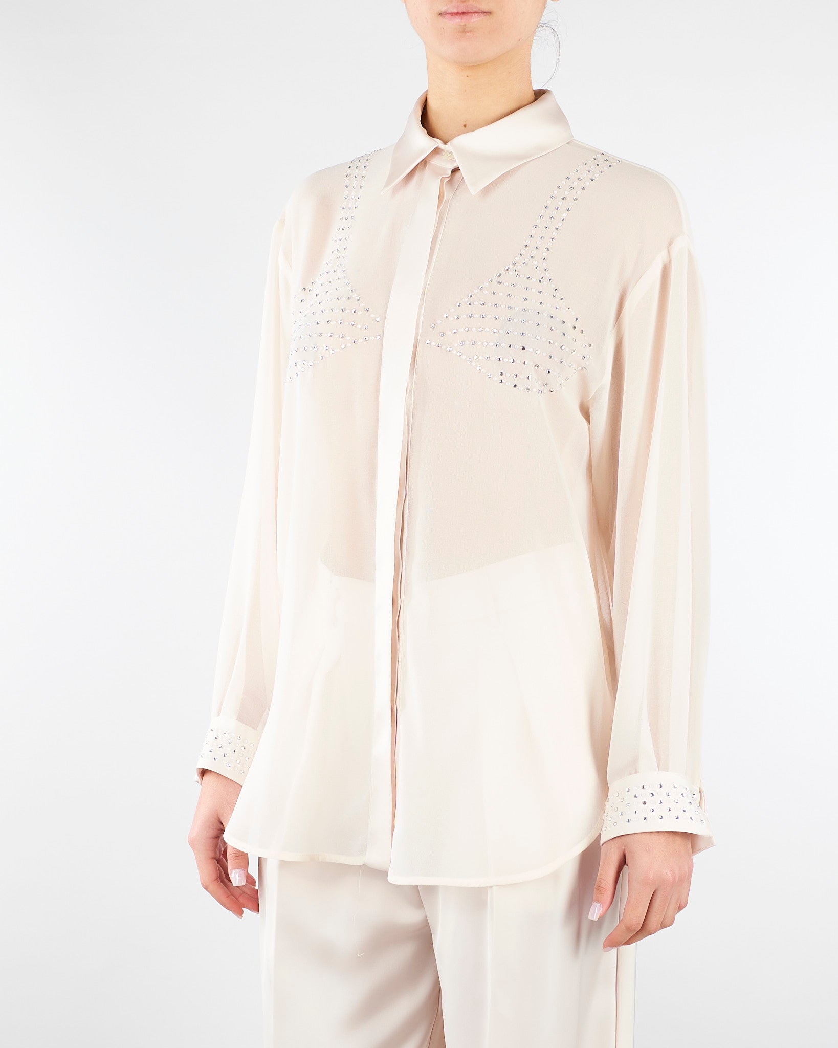 Camicia Burro in georgette con strass CA10201TGEO0001 V0359 SIMONA CORSELLINI 