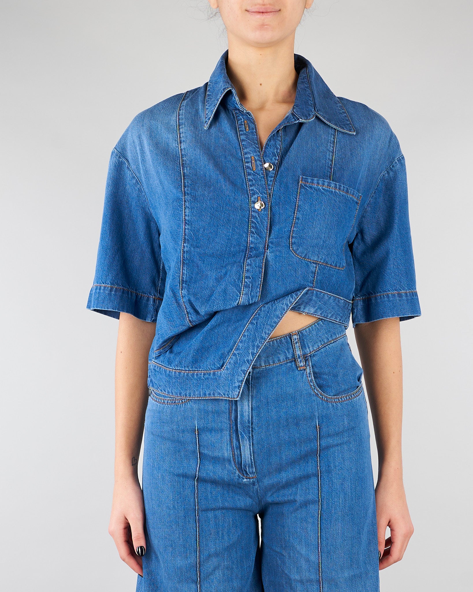 Camicia in Denim crop CAT0101C0400007 V0765 SIMONA CORSELLINI 