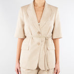 Giacca Beige in tramato light con manica corta GI00601TTEL0014 V0778 SIMONA CORSELLINI 