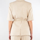 Giacca Beige in tramato light con manica corta GI00601TTEL0014 V0778 SIMONA CORSELLINI 