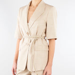 Giacca Beige in tramato light con manica corta GI00601TTEL0014 V0778 SIMONA CORSELLINI 