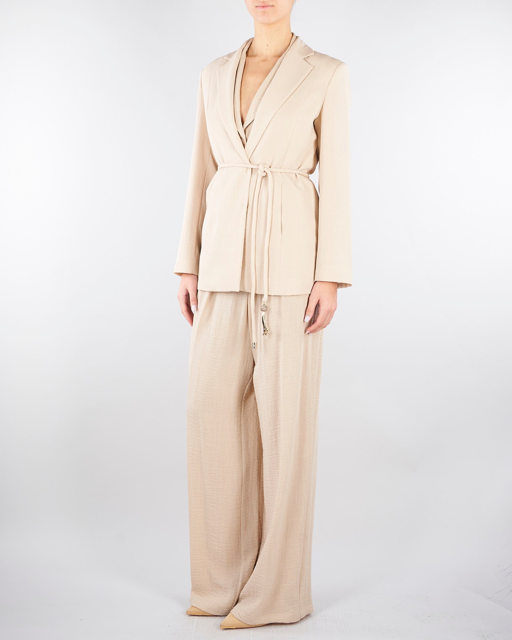 Giacca Beige con cintura GI00901TVIS0025 V0778 SIMONA CORSELLINI 