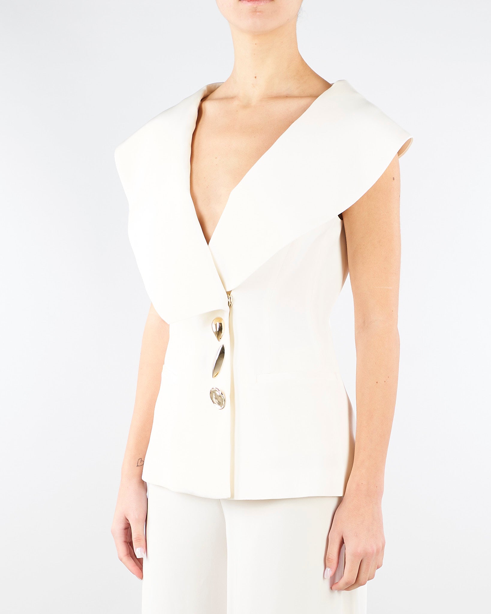 Giacca Burro in cady senza maniche con ampio scollo GI01401TVIS0026 V0359 SIMONA CORSELLINI 
