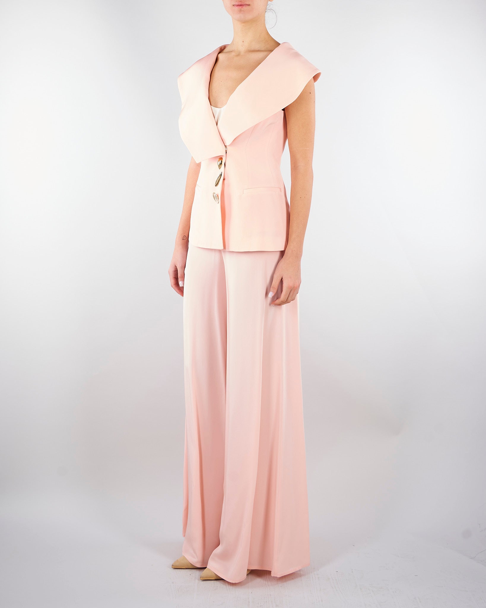 Giacca Rosa in cady senza maniche con ampio scollo GI01401TVIS0026 V0697 SIMONA CORSELLINI 