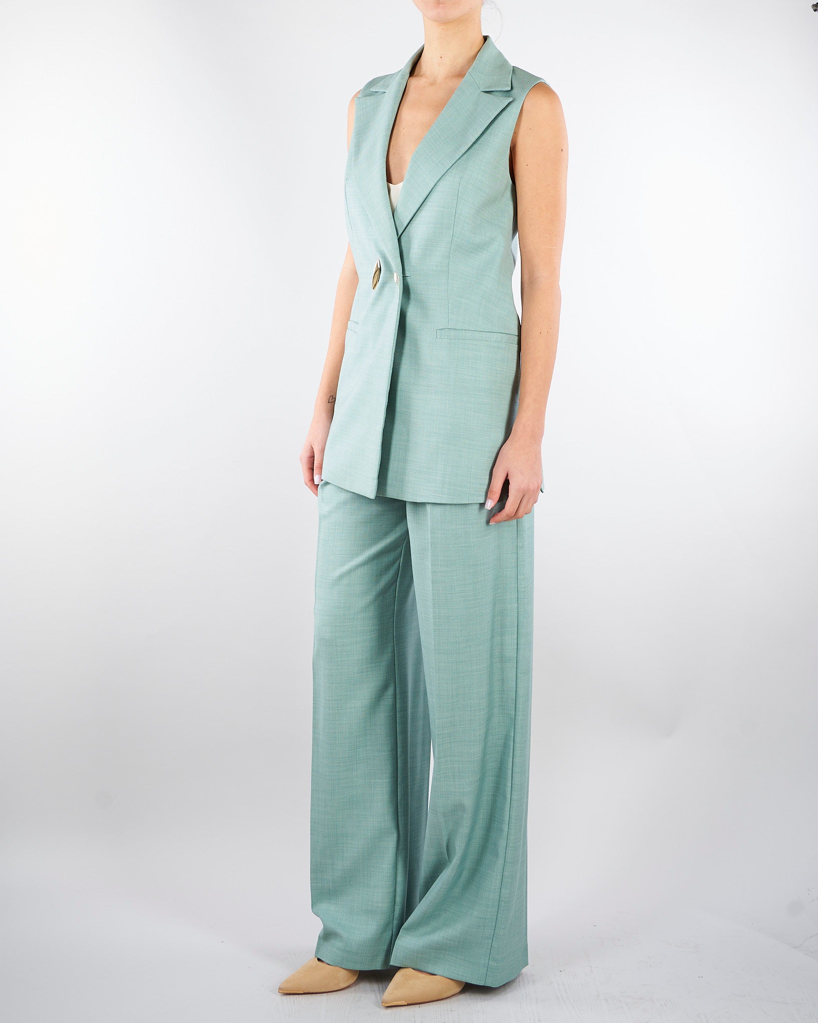 Gilet Salvia in tramato light GL00101TTEL0014 V0768 SIMONA CORSELLINI 