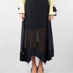 Gonna Nero in georgette con fondo asimmetrico GO01001TACE0005 V0003 SIMONA CORSELLINI 