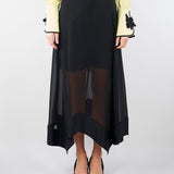 Gonna Nero in georgette con fondo asimmetrico GO01001TACE0005 V0003 SIMONA CORSELLINI 