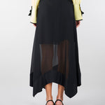 Gonna Nero in georgette con fondo asimmetrico GO01001TACE0005 V0003 SIMONA CORSELLINI 