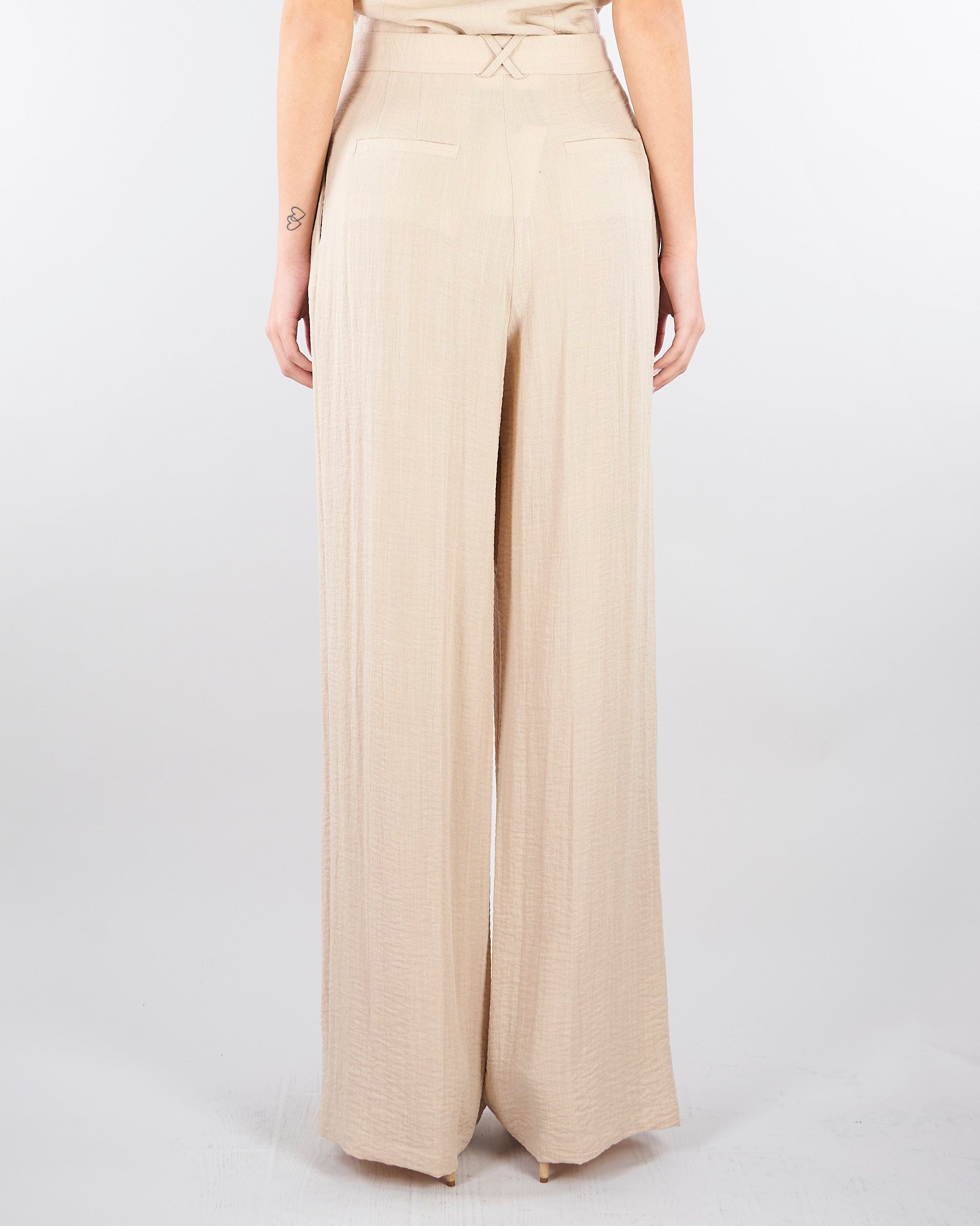 Pantalone Beige wide leg con doppia pences PA00601TVIS0025 V0778 SIMONA CORSELLINI 