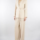 Pantalone Beige wide leg con doppia pences PA00601TVIS0025 V0778 SIMONA CORSELLINI 