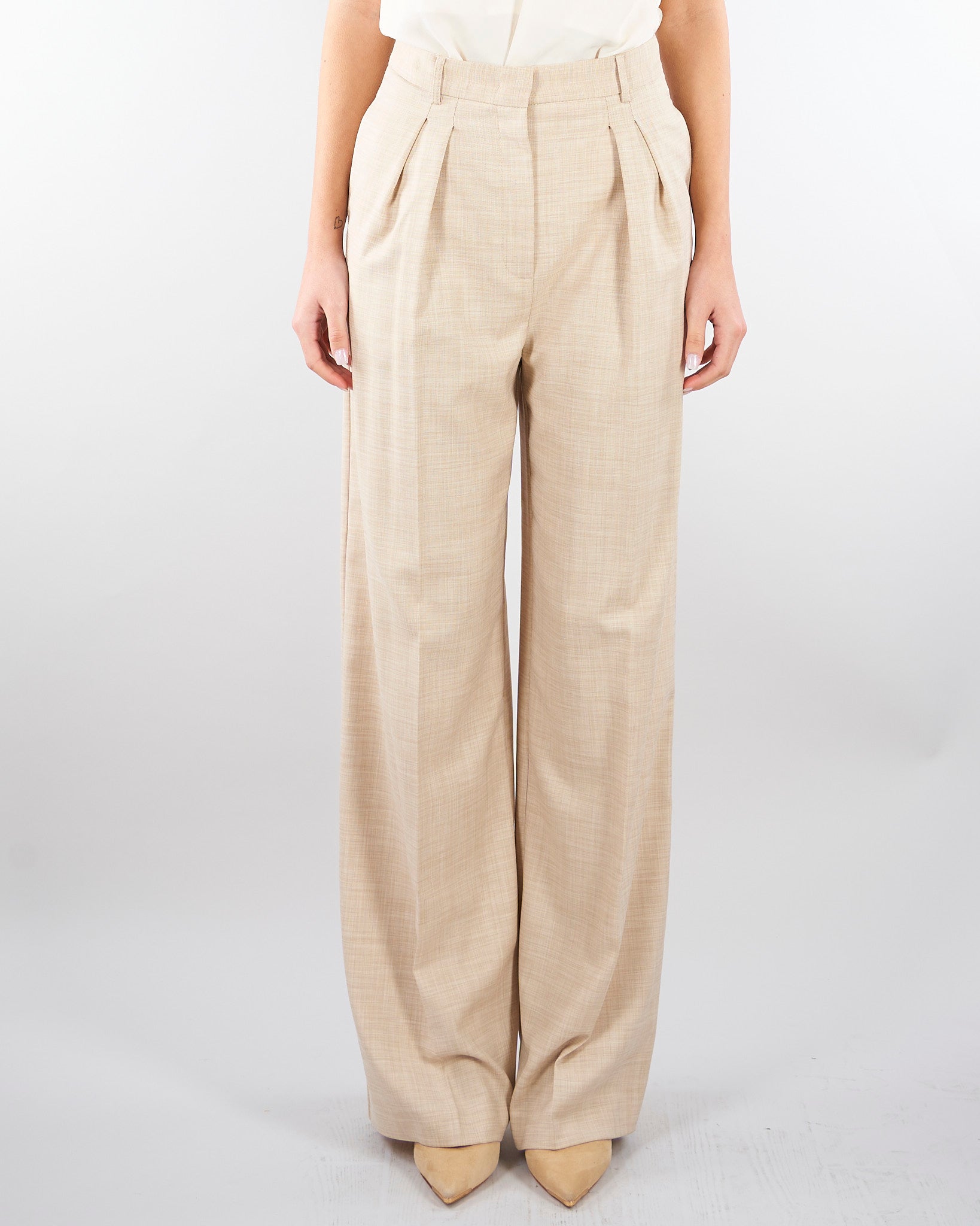 Pantalone Beige in tramato light PA01201TTEL0014 V0778 SIMONA CORSELLINI 
