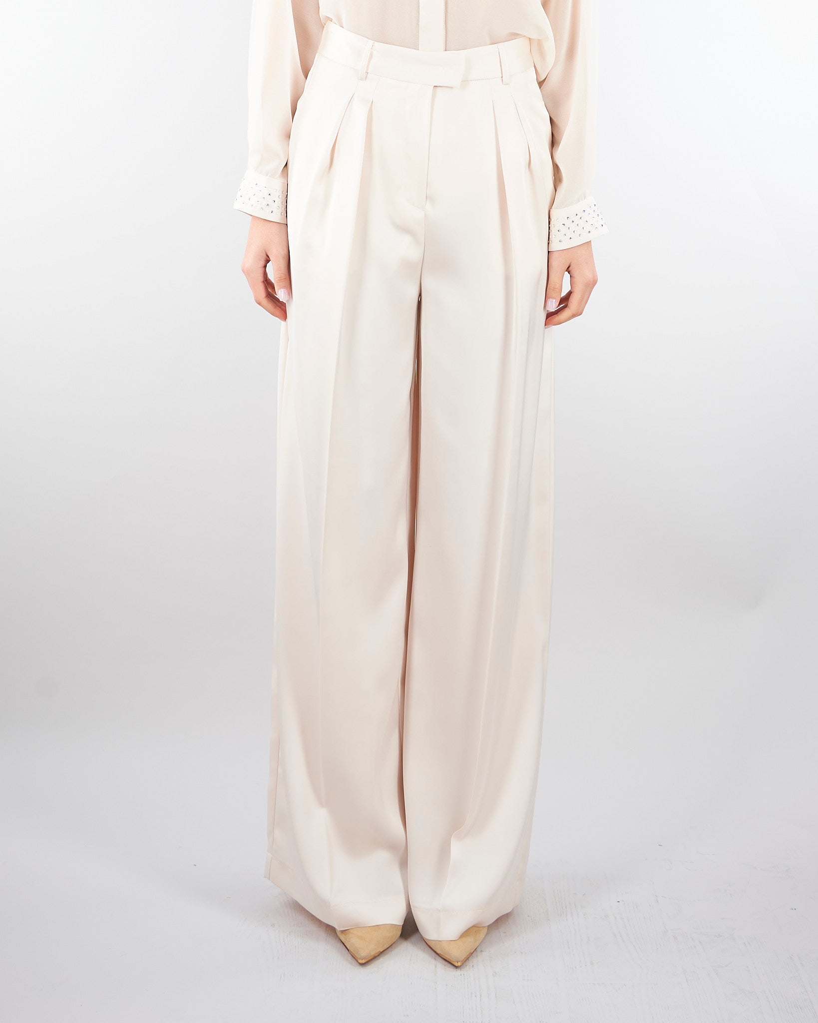 Pantalone Burro in satin con doppia pences PA10301TRAS0040 V0359 SIMONA CORSELLINI 
