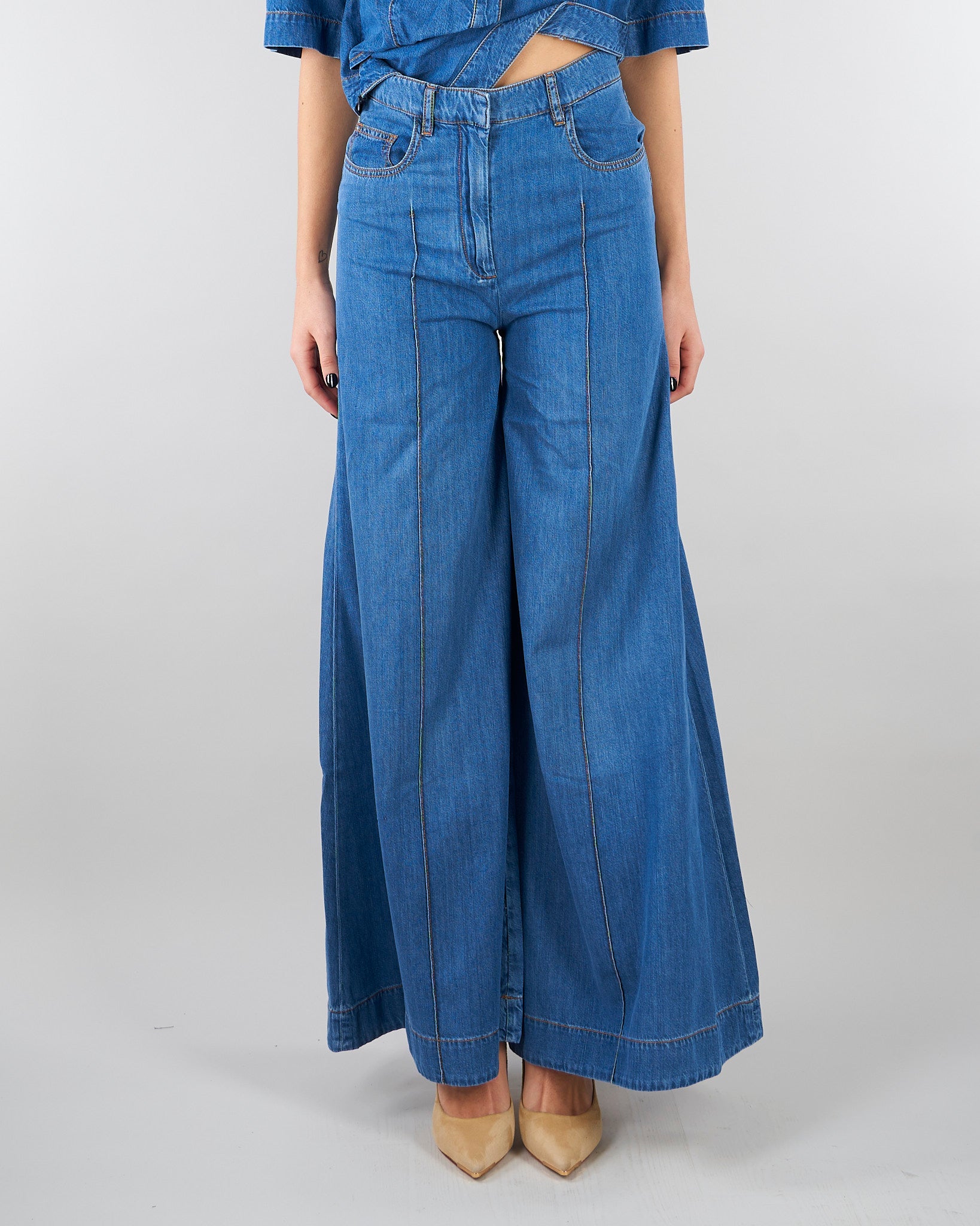 Jeans in Denim wide leg PAT0101C0400007 V0765 SIMONA CORSELLINI 