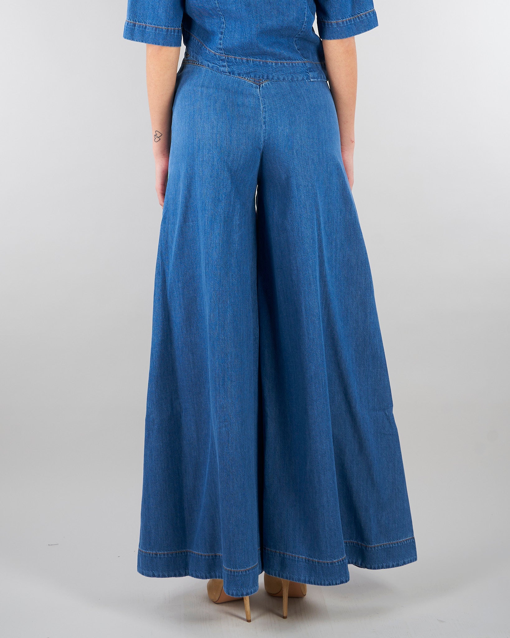 Jeans in Denim wide leg PAT0101C0400007 V0765 SIMONA CORSELLINI 