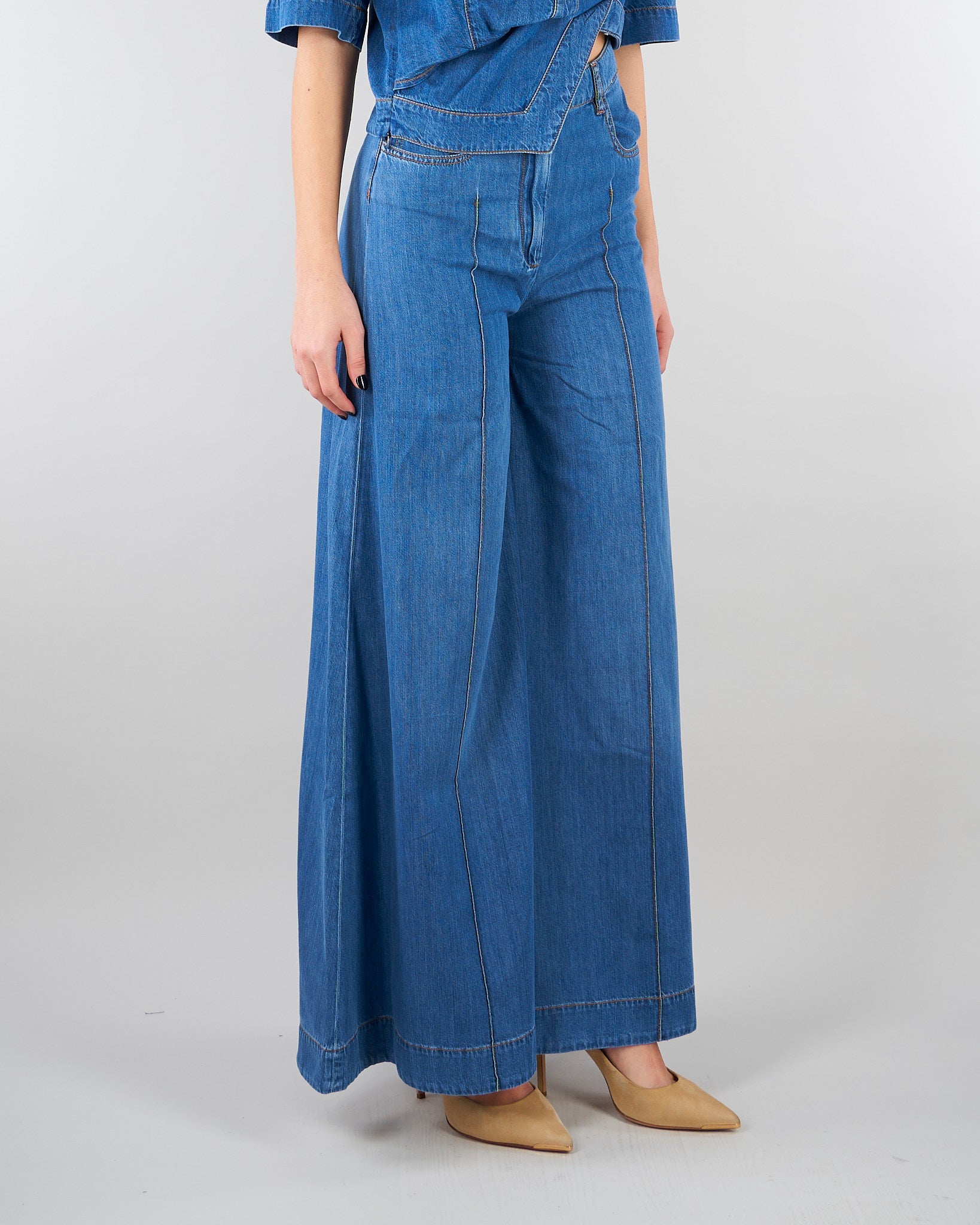 Jeans in Denim wide leg PAT0101C0400007 V0765 SIMONA CORSELLINI 