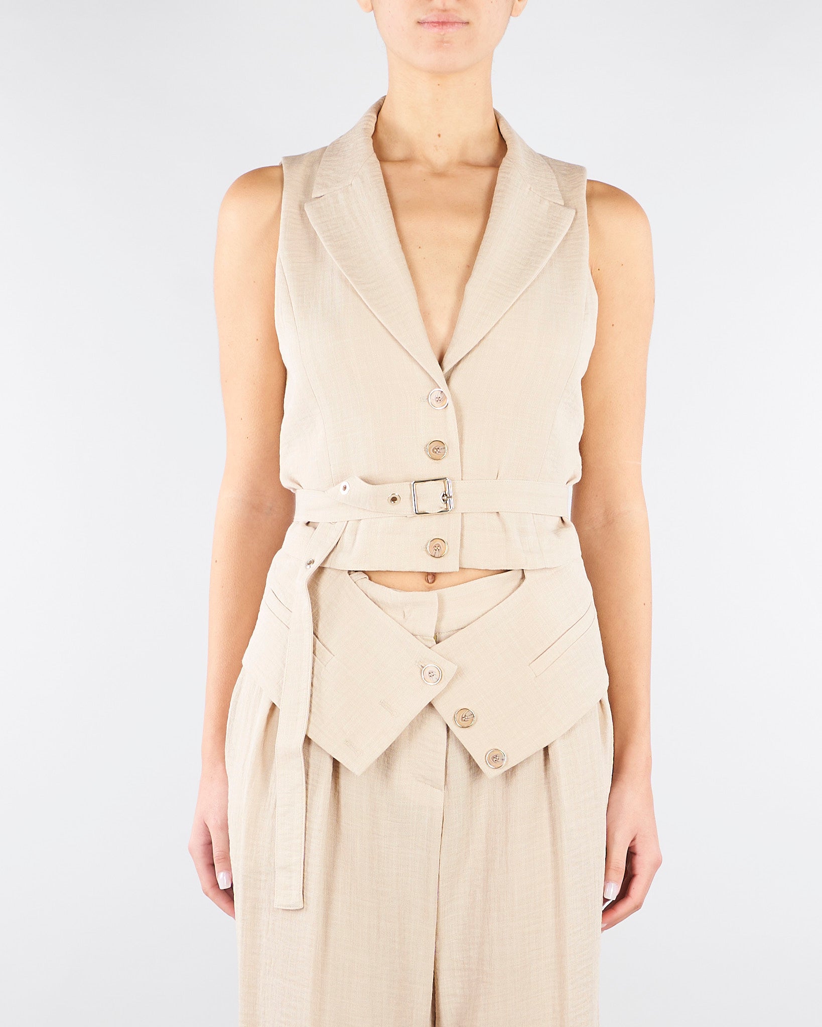 Gilet Beige con cintura TO00201TVIS0025 V0778 SIMONA CORSELLINI 