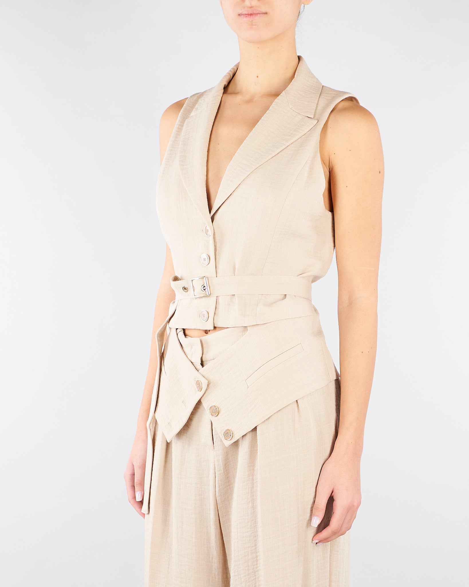 Gilet Beige con cintura TO00201TVIS0025 V0778 SIMONA CORSELLINI 