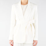 Giacca blazer Bianco ricamata con cintura TE2020 381 TWIN SET 