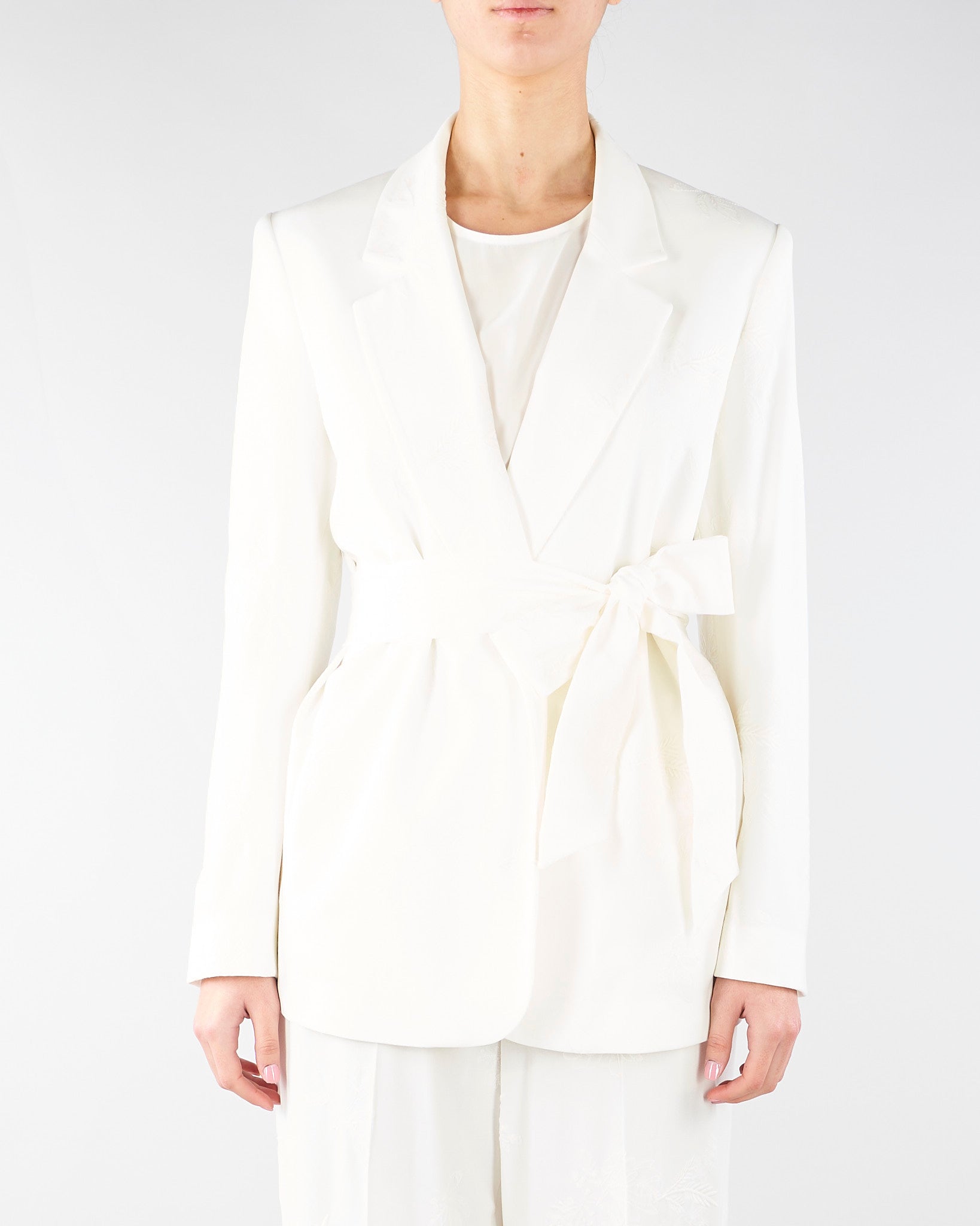 Giacca blazer Bianco ricamata con cintura TE2020 381 TWIN SET 
